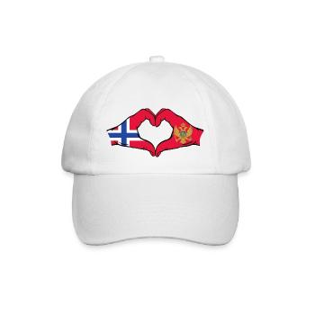 Norway Montenegro Flag Hands Heart Shape - Baseball Cap - white/white - Front