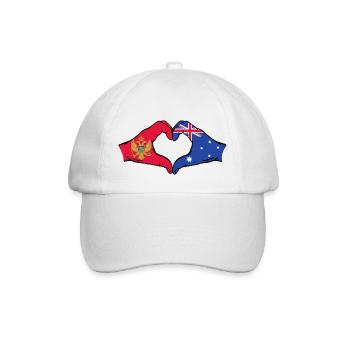 Montenegro Australia Flag Hands Heart Shape - Baseball Cap - white/white - Front