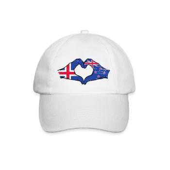 Islande Nouvelle-Zélande drapeau mains coeur utilisé - Casquette classique - blanc/blanc - Devant