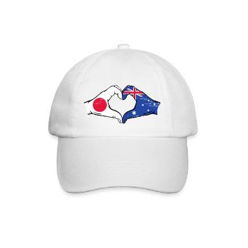 Japan Australien Flagge Hände Herzform used - Baseballkappe - Weiß/Weiß - Vorne