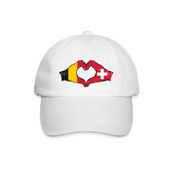Belgique Suisse Drapeau Mains Coeur Forme Utilisé - Casquette classique - blanc/blanc - Devant