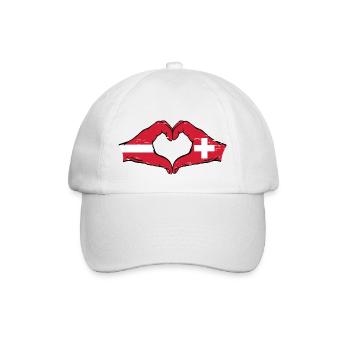 Latvia Switzerland Flag Hands Heart Shape Used - Baseball Cap - white/white - Front