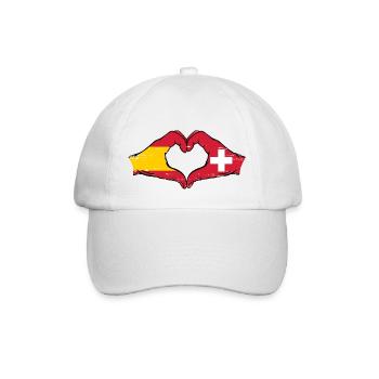 Espagne Suisse Drapeau Mains Coeur Forme Utilisé - Casquette classique - blanc/blanc - Devant