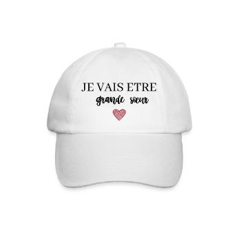 Ich werde eine große Schwester sein - Baseballkappe - Weiß/Weiß - Vorne