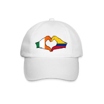 Irland Kolumbien Flagge Hände Herzform - Baseballkappe - Weiß/Weiß - Vorne