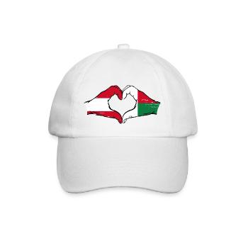 Österreich Madagaskar Flagge Hände Herzform used - Baseballkappe - Weiß/Weiß - Vorne