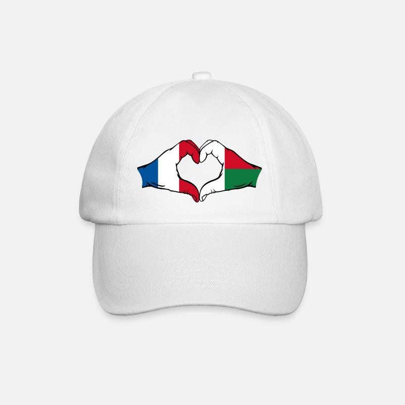 France Madagascar Drapeau Mains Coeur - Casquette classique - blanc/blanc