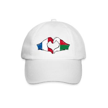 Frankreich Madagaskar Flagge Hände Herzform used - Baseballkappe - Weiß/Weiß - Vorne