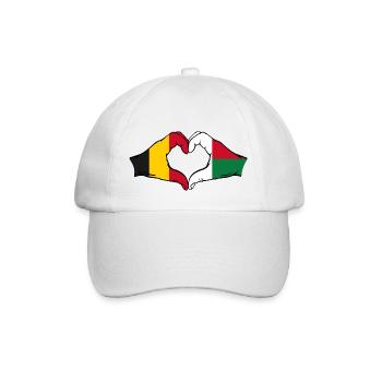 Belgien Madagaskar Flagge Hände Herzform - Baseballkappe - Weiß/Weiß - Vorne