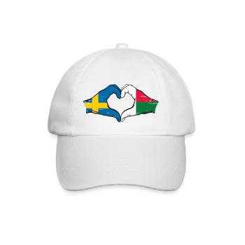 Schweden Madagaskar Flagge Hände Herzform used - Baseballkappe - Weiß/Weiß - Vorne