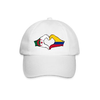 Algeria Colombia Flag Hands Heart Shape - Baseball Cap - white/white - Front
