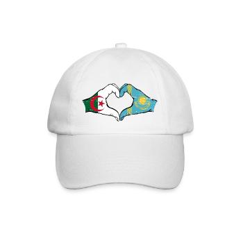 Algerien Kasachstan Flagge Hände Herzform used - Baseballkappe - Weiß/Weiß - Vorne