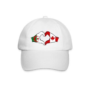 Algerien Kanada Flagge Hände Herzform used - Baseballkappe - Weiß/Weiß - Vorne