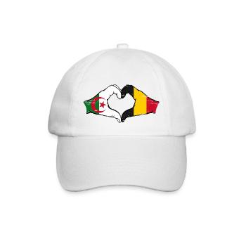 Algerien Belgien Flagge Hände Herzform used - Baseballkappe - Weiß/Weiß - Vorne