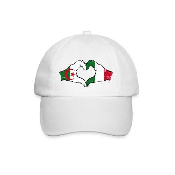 Algeria Italy Flag Hands Heart Shape Used - Baseball Cap - white/white - Front
