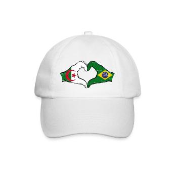Algeria Brazil Flag Hands Heart Shape Used - Baseball Cap - white/white - Front