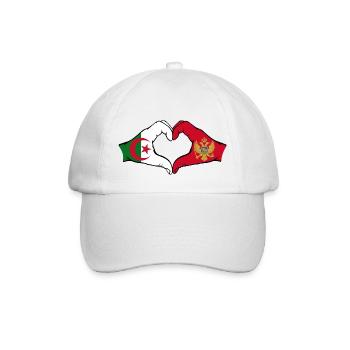 Algeria Montenegro Flag Hands Heart Shape - Baseball Cap - white/white - Front