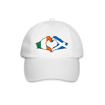Irland Schottland Hände Herzform used - Baseballkappe - Weiß/Weiß - Vorne