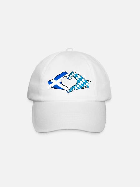 Schottland Bayern Hände Herzform - Baseballkappe - Weiß/Weiß