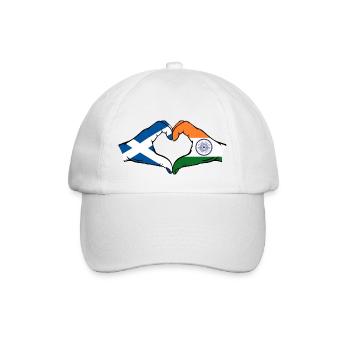Schottland Indien Hände Herzform - Baseballkappe - Weiß/Weiß - Vorne
