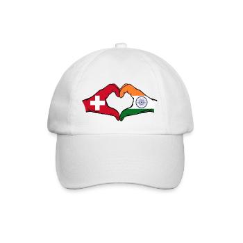 Switzerland India hands heart shape - Baseball Cap - white/white - Front