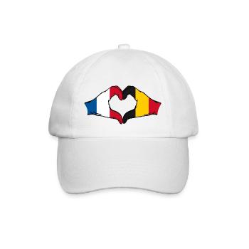 France Belgium hands heart shape - Baseball Cap - white/white - Front