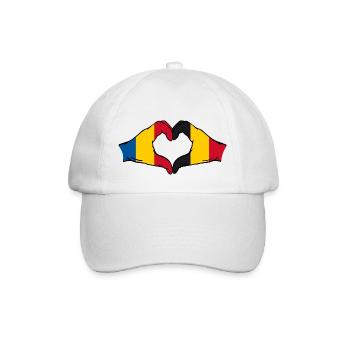 Romania Belgium hands heart shape - Baseball Cap - white/white - Front