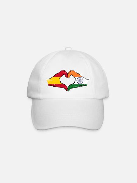 Spanien Indien Hände Herzform used - Baseballkappe - Weiß/Weiß