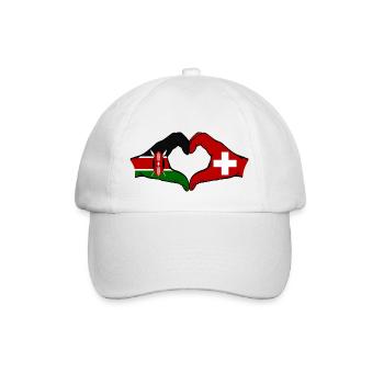 Kenia Schweiz Hände Herzform - Baseballkappe - Weiß/Weiß - Vorne