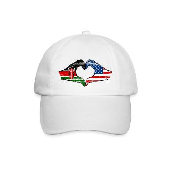 Kenya USA hands heart shape used - Baseball Cap - white/white - Front