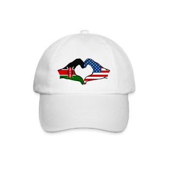 Kenya USA hands heart shape - Baseball Cap - white/white - Front