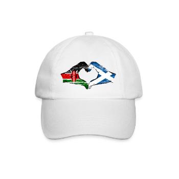 Kenia Schottland Hände Herzform used - Baseballkappe - Weiß/Weiß - Vorne