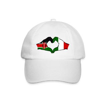 Kenya Italy Hands Heart Shape - Baseball Cap - white/white - Front