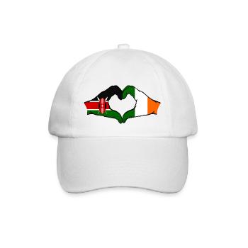 Kenia Irland Hände Herzform - Baseballkappe - Weiß/Weiß - Vorne