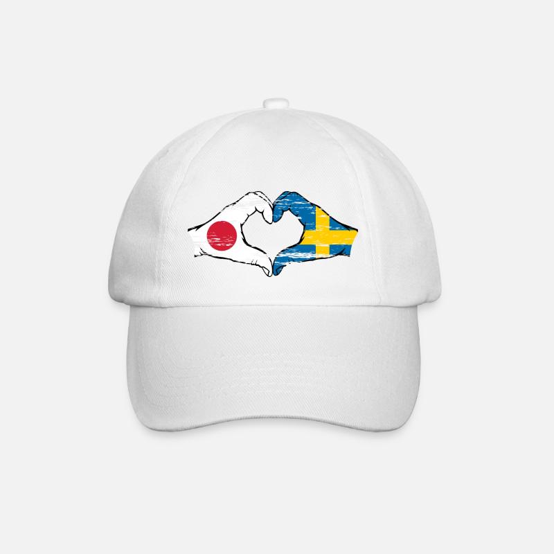 Japan Schweden Hände Herzform used - Baseballkappe - Weiß/Weiß