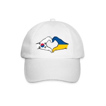South Korea Ukraine Hands Heart Shape - Baseball Cap - white/white - Front