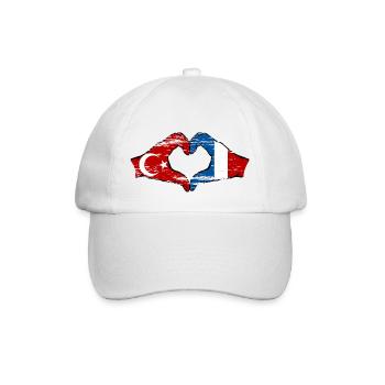 Turkey France Hands Heart Shape Used - Baseball Cap - white/white - Front