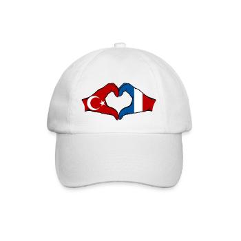 Turkey France Hands Heart Shape - Baseball Cap - white/white - Front