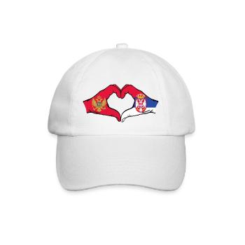 Montenegro Serbia Flag Hands Heart Shape - Baseball Cap - white/white - Front
