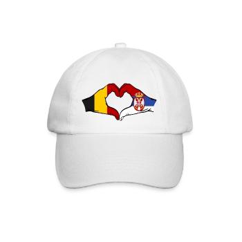 Belgium Serbia Hands Heart Shape - Baseball Cap - white/white - Front