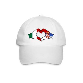 Italy Serbia Hands Heart Shape - Baseball Cap - white/white - Front
