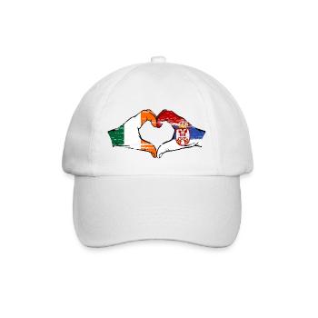 Irland Serbien Hände Herzform used - Baseballkappe - Weiß/Weiß - Vorne