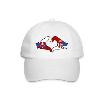 Slowakei Serbien Flagge Herzform - Baseballkappe - Weiß/Weiß - Vorne