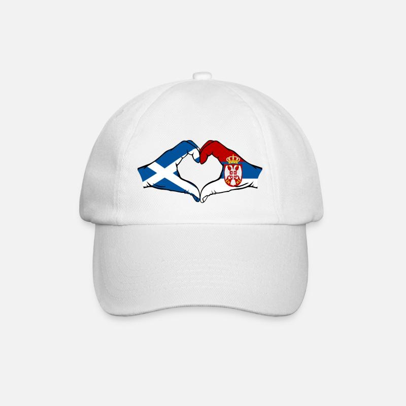 Schottland Serbien Flagge Herzform - Baseballkappe - Weiß/Weiß