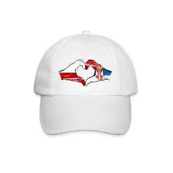 Pologne Serbie drapeau coeur forme utilisé - Casquette classique - blanc/blanc - Devant