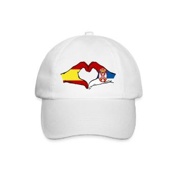 Spanien Serbien Flagge Herzform - Baseballkappe - Weiß/Weiß - Vorne