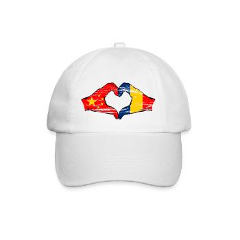 Chine Drapeau Roumanie forme de coeur utilisé - Casquette classique - blanc/blanc - Devant