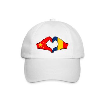 China Romania Flag Heart Shape - Baseball Cap - white/white - Front