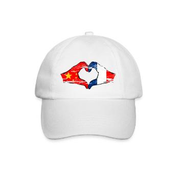 China France Flag Heart Shape Used - Baseball Cap - white/white - Front