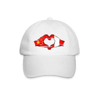 China Peru flag heart shape used - Baseball Cap - white/white - Front